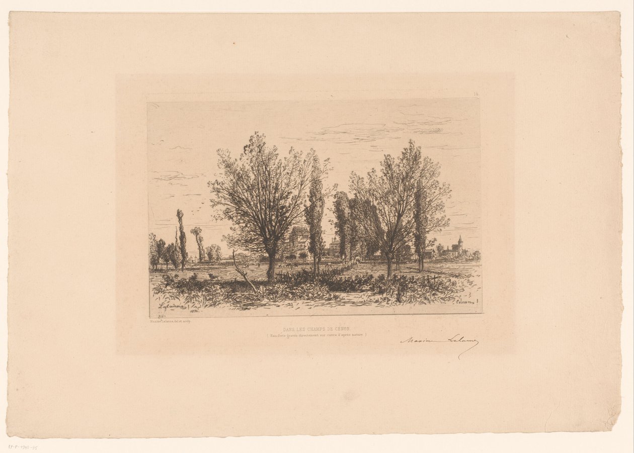 Landscape with Meadow and View of a City by Maxime François Antoine Lalanne (signed by artist)