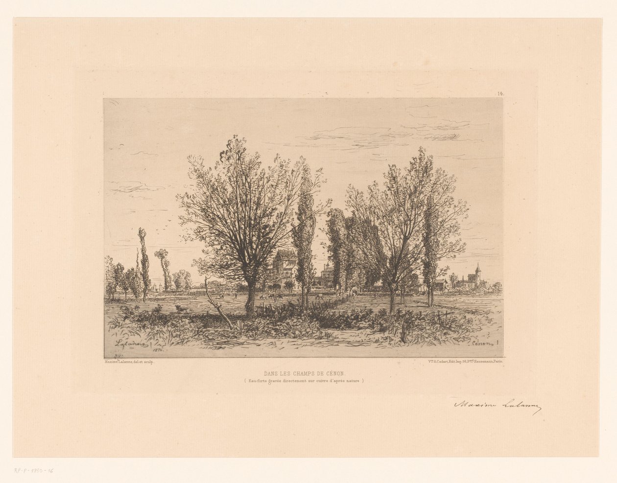 Landscape with Meadow and View of a City by Maxime François Antoine Lalanne (signed by artist)