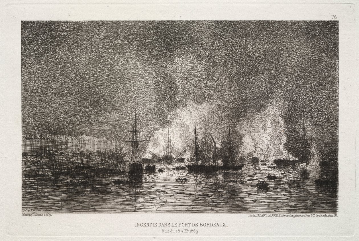 Conflagration in the Port of Bordeaux by Maxime Lalanne