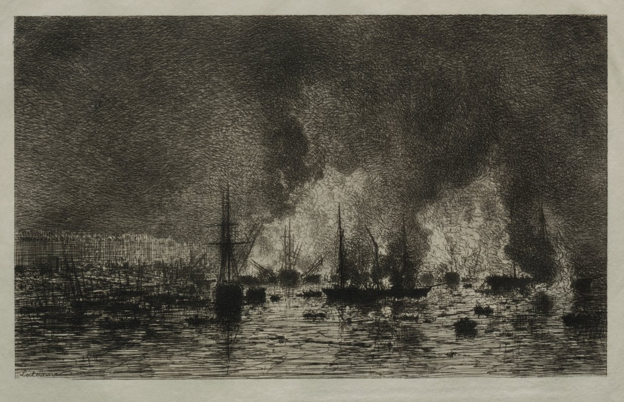 Fire in the Port of Bordeaux by Maxime Lalanne