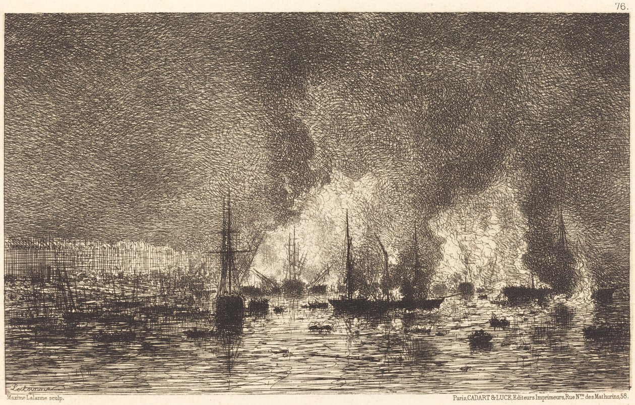 Fire in the Port of Bordeaux by Maxime Lalanne