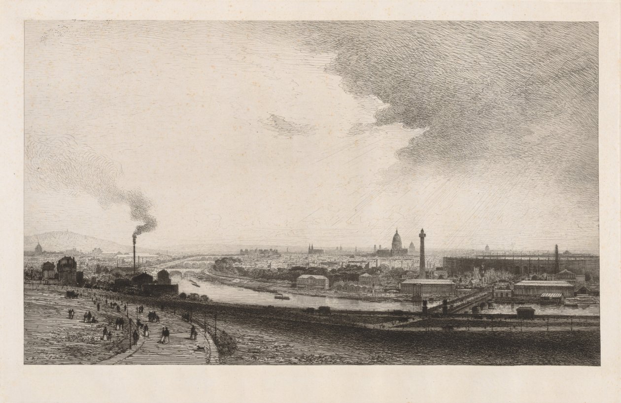 Paris in 1867, View from the Trocadero by Maxime Lalanne