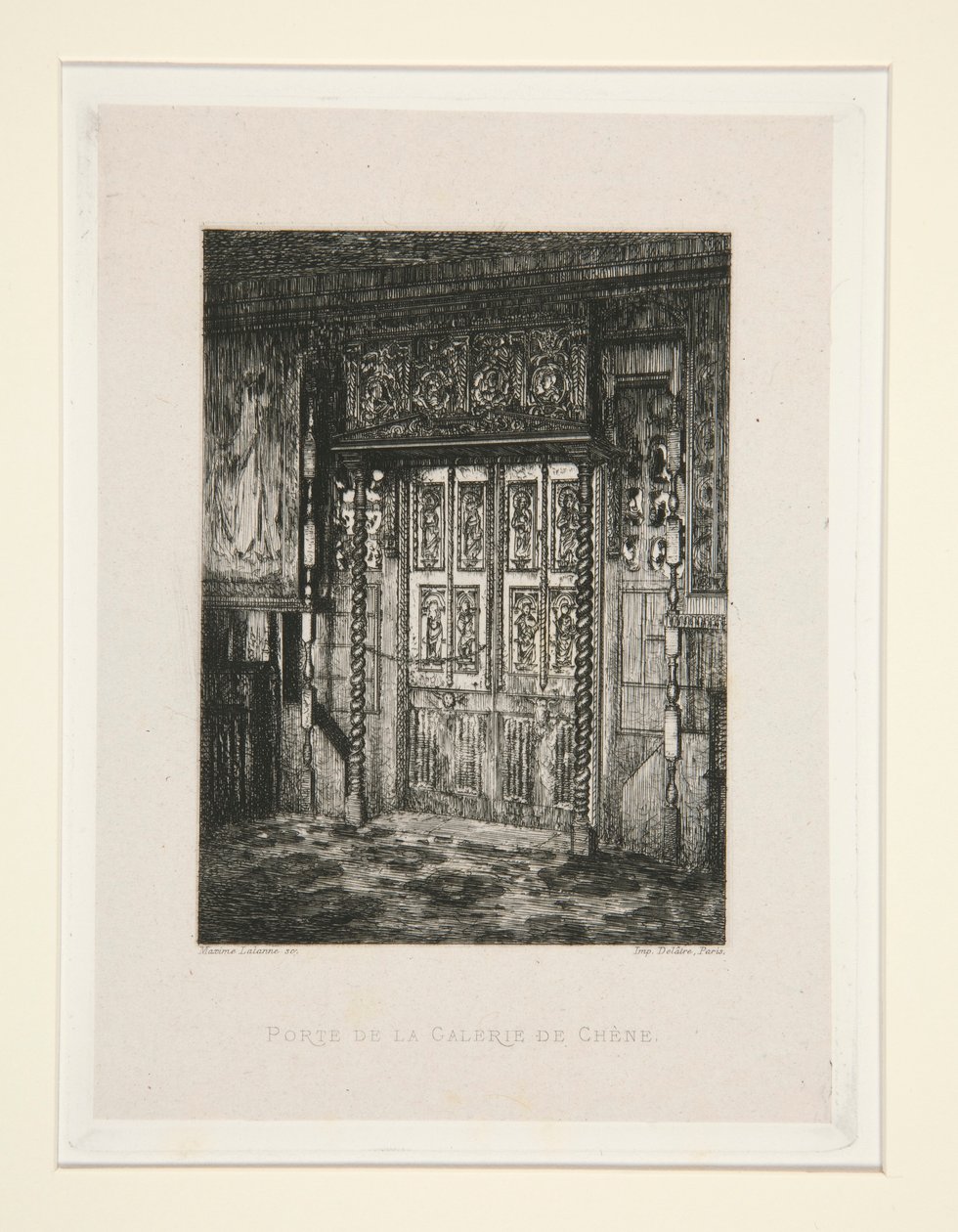 Door of the Oak Gallery, plate 8 from the suite Chez Victor Hugo by Maxime Lalanne