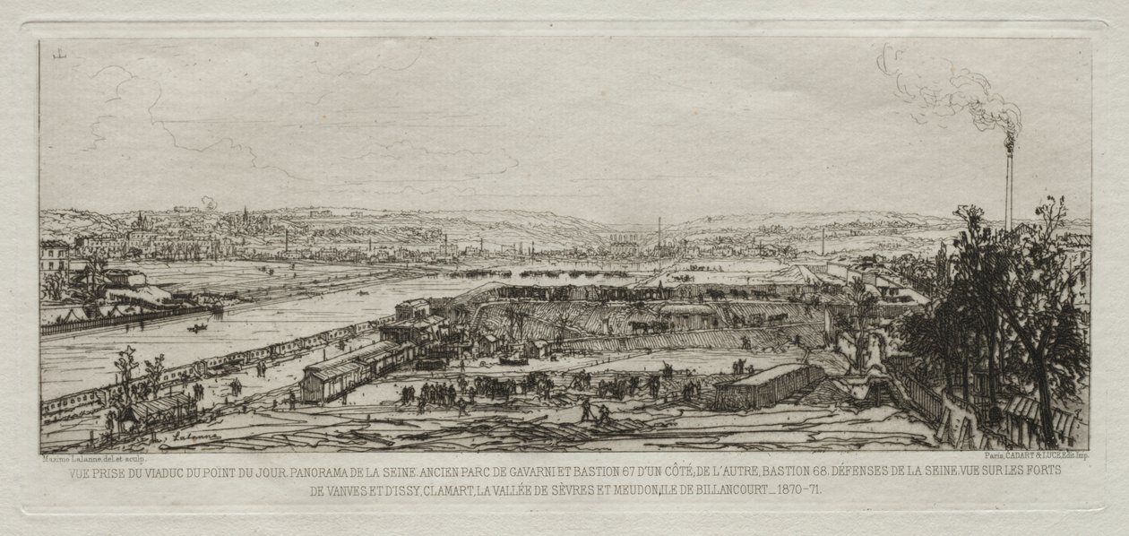 View from the Viaduct at the Pont-du-Jour, Panorama of the Seine by Maxime Lalanne