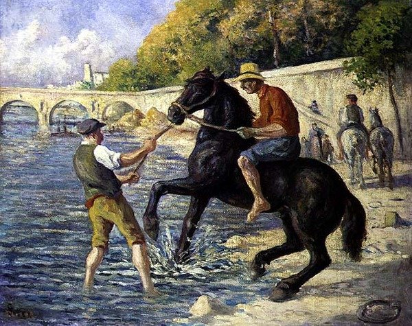 Bathing the Horses, c.1910 by Maximilien Luce
