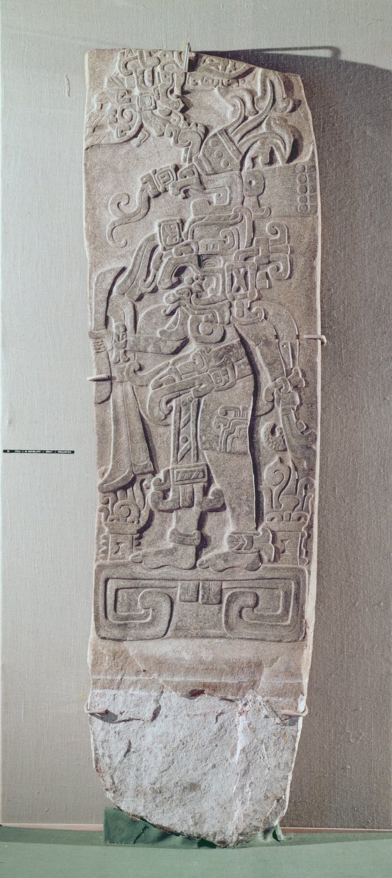 Stele II, Rectangular with Relief Depicting a Figure Standing on a Platform, Pre-Classical Period by Mayan