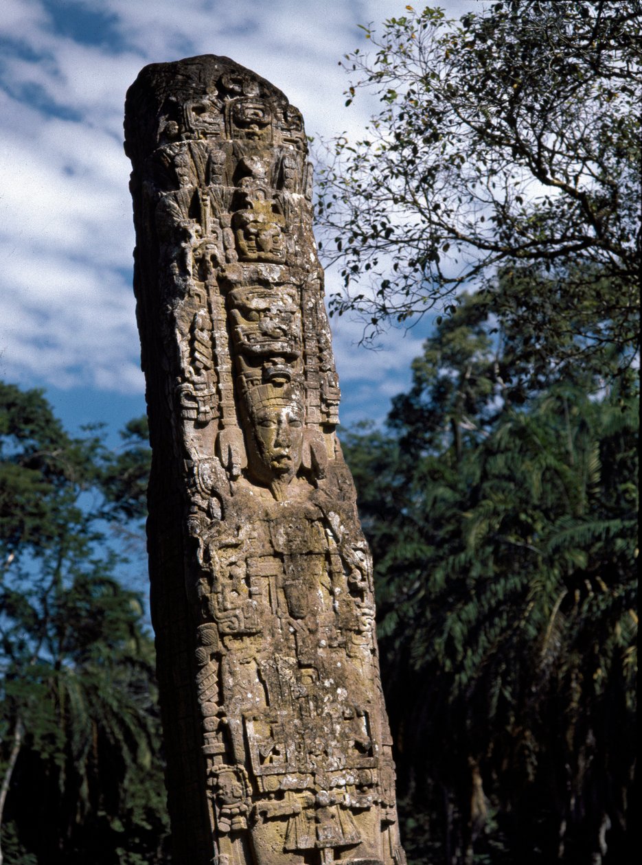 Detail of Stele F on the Great Square by Mayan