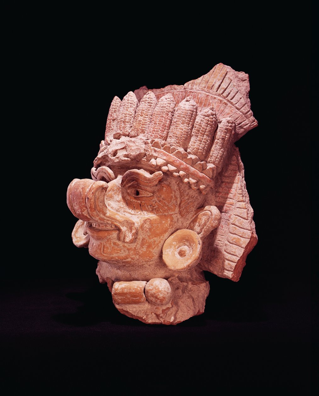 Head of the Mayan corn god, Oaxaca, c.500 AD by Mayan