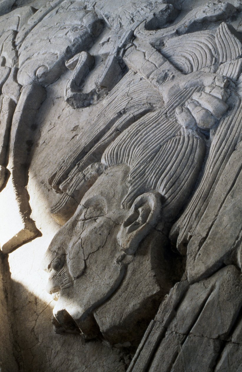 Relief on a pyramid, Late Classic period (600-900 AD) by Mayan