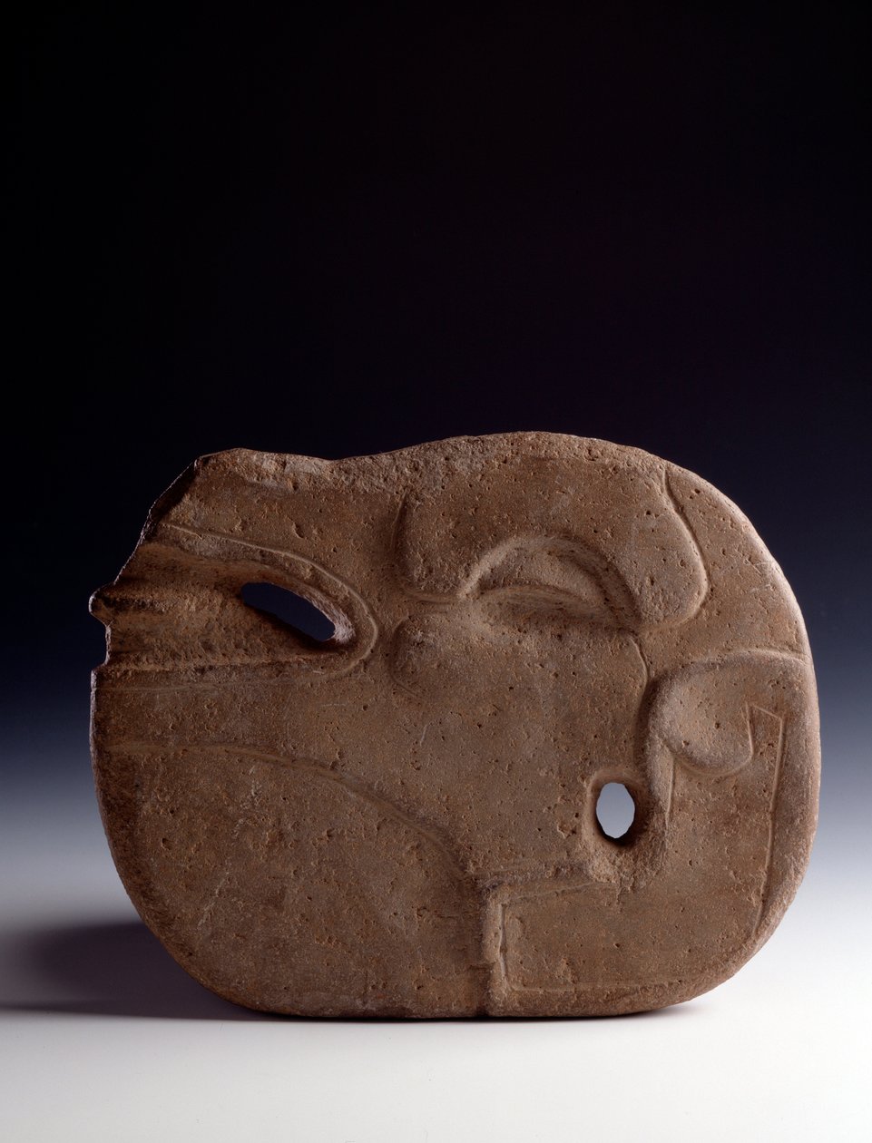 Precolombian art, Mayan civilization, classical period: zoomorphic axe in carved stone representing the head of a deer by Mayan Mayan