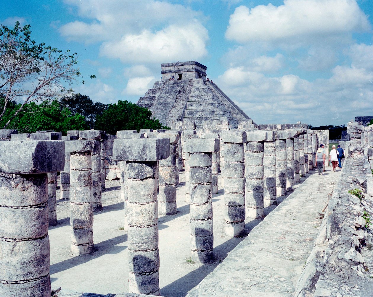 Precolombian civilization: view of the site of Chichen Itza in the Yucatan region. Mayan civilization, classical period and Mayan renaissance, 750-1200 AD. Mexico by Mayan Mayan