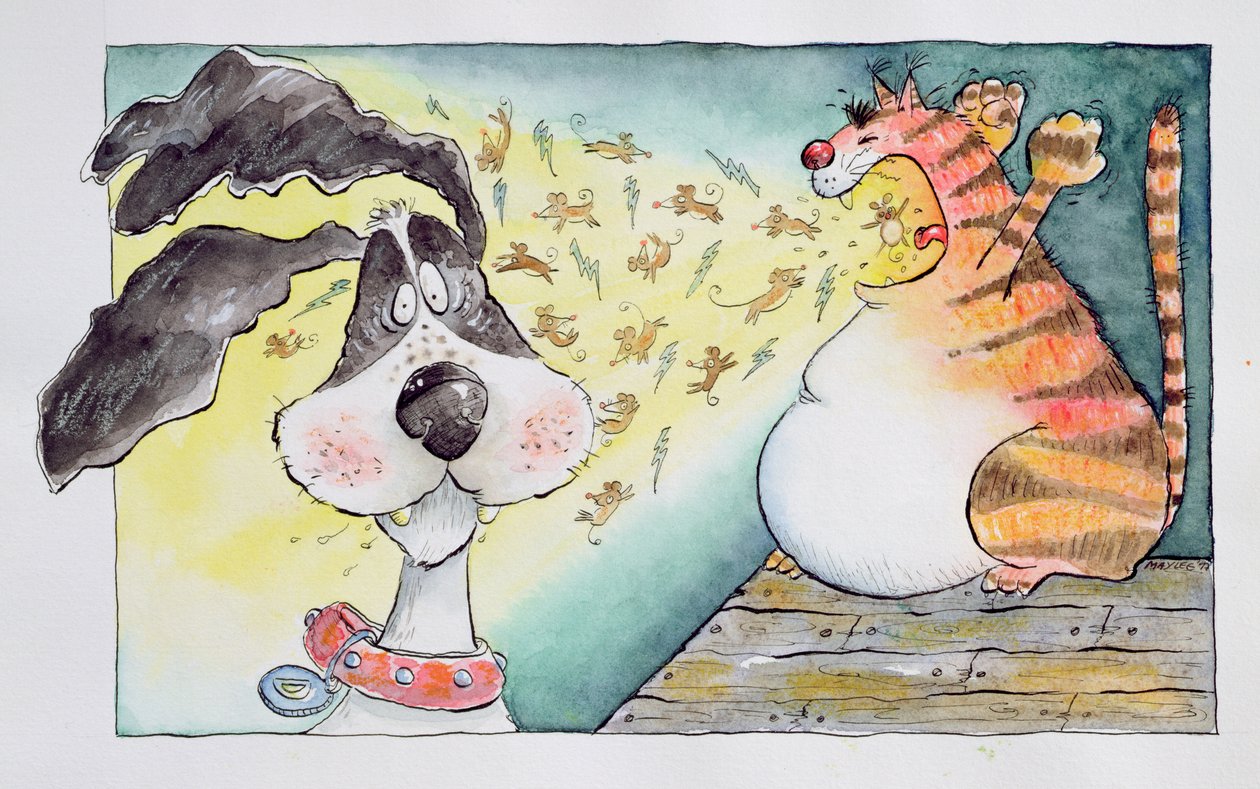 Cat, Dog and Mice, 1998 by Maylee Christie