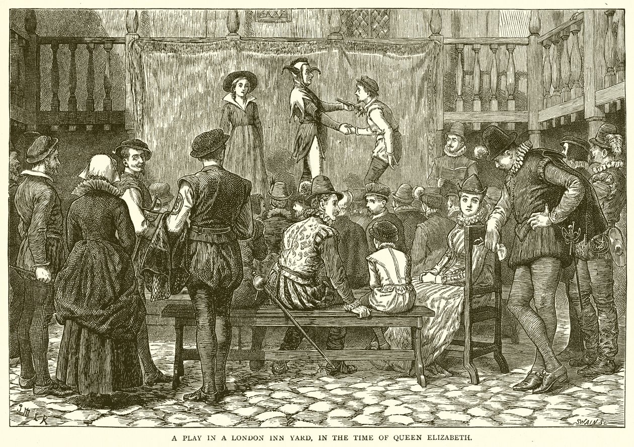 A Play in a London Inn Yard, in Elizabethan Era by McLaren John Ralston