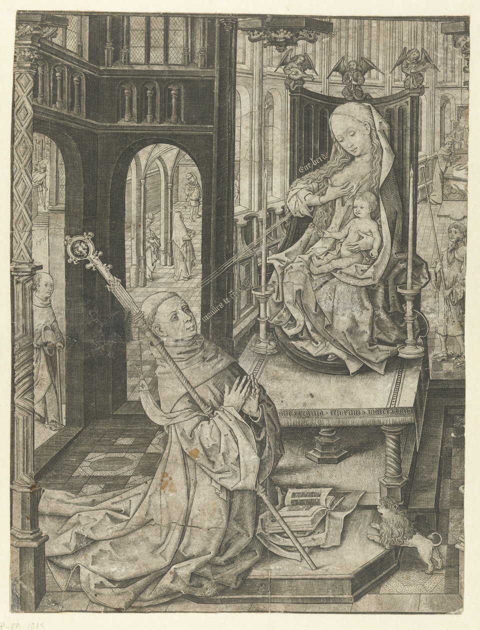 Saint Bernard Kneeling Before Mary with Child by Meester IAM van Zwoll