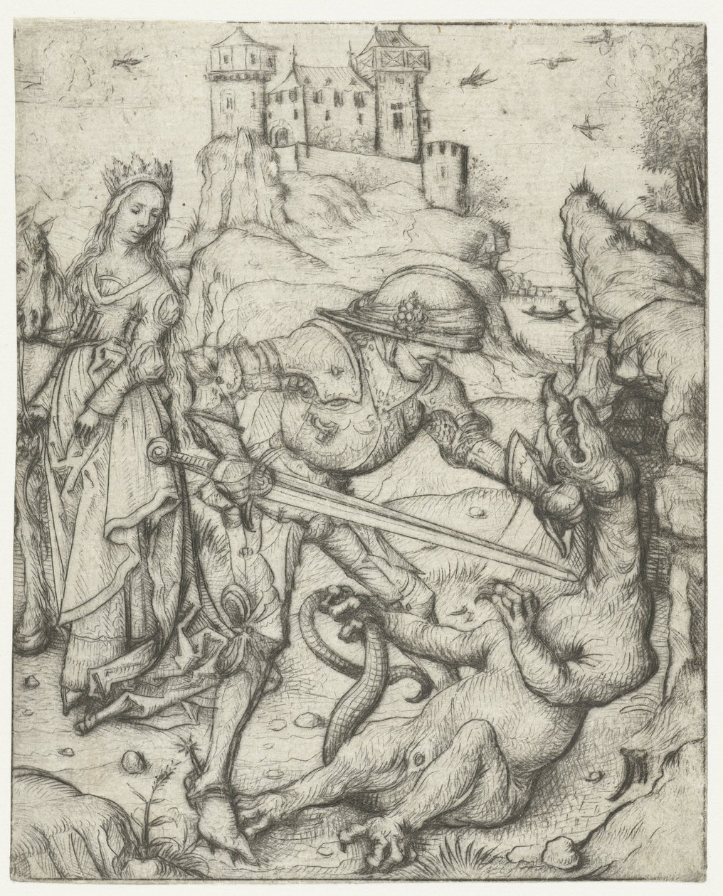Saint George on Foot by Meester van het Amsterdamse Kabinet