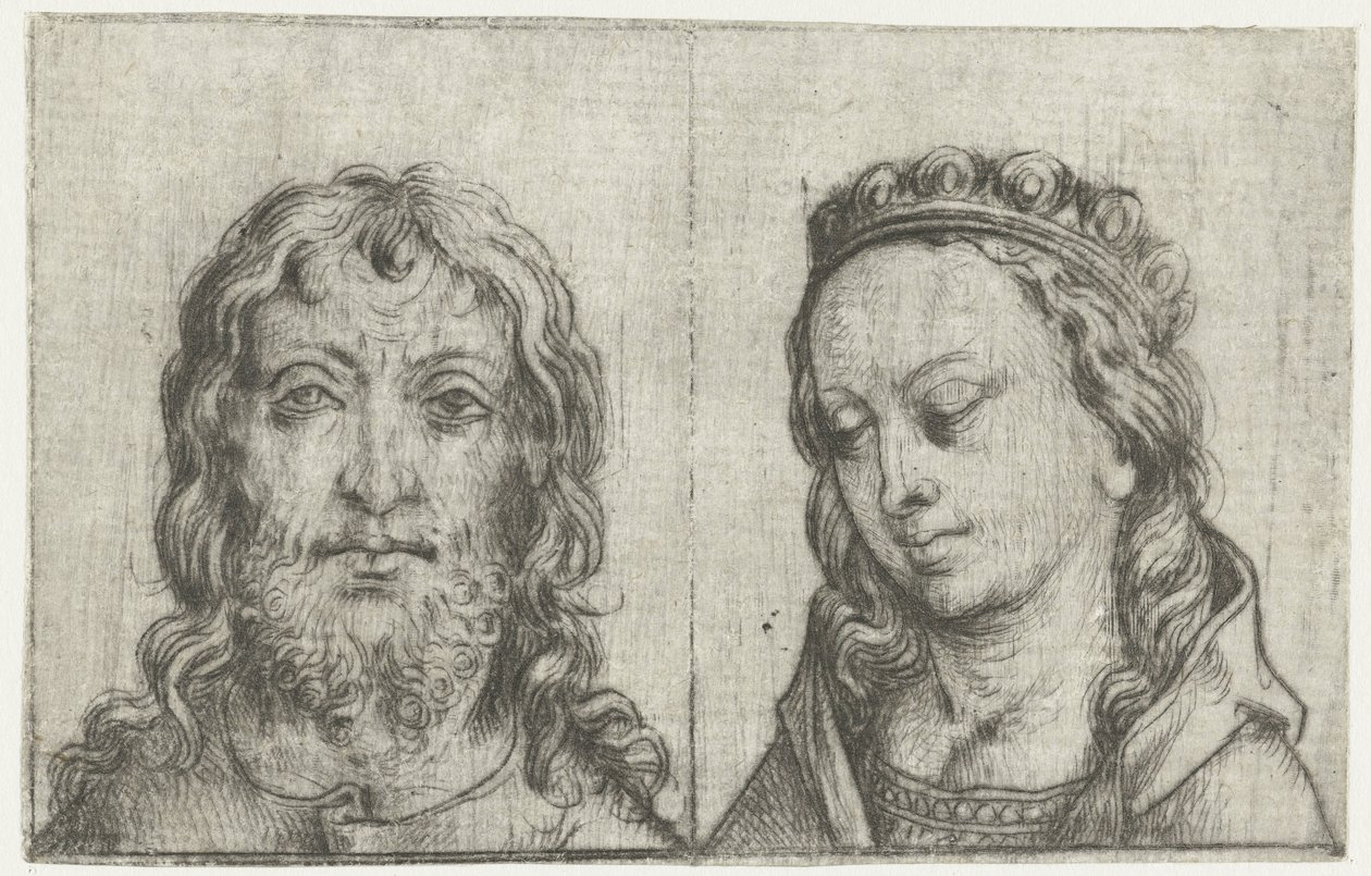 The Heads of Christ and Mary by Meester van het Amsterdamse Kabinet
