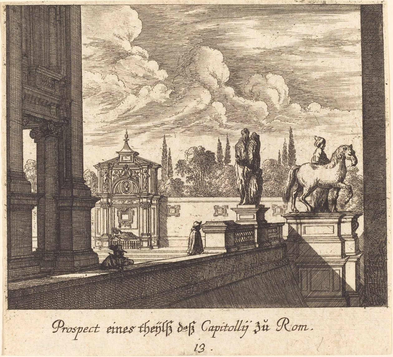 Capitoline, Rome by Melchior Küsel after Johann Wilhelm Baur