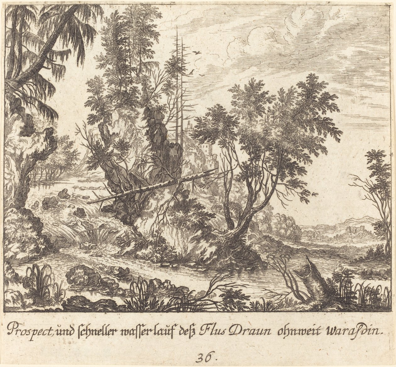 Draun River by Melchior Küsel after Johann Wilhelm Baur