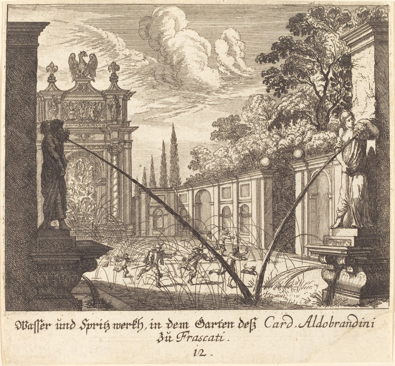 Gardens of Cardinal Aldobrandini, Frascati by Melchior Küsel after Johann Wilhelm Baur