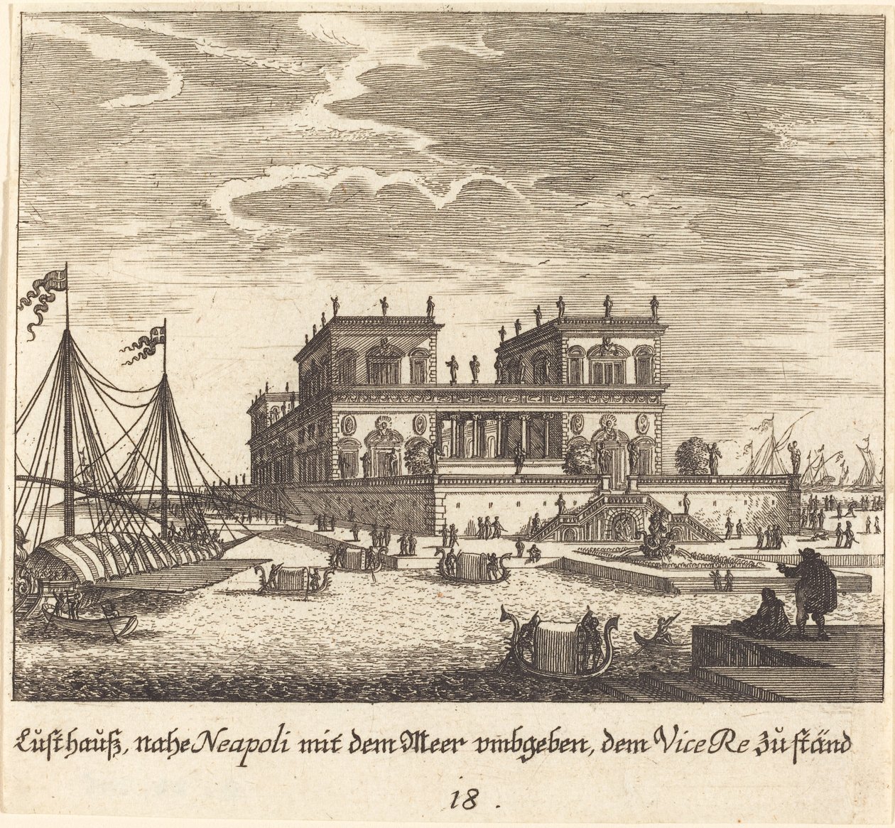 Palace, Vice Re, Naples by Melchior Küsel after Johann Wilhelm Baur