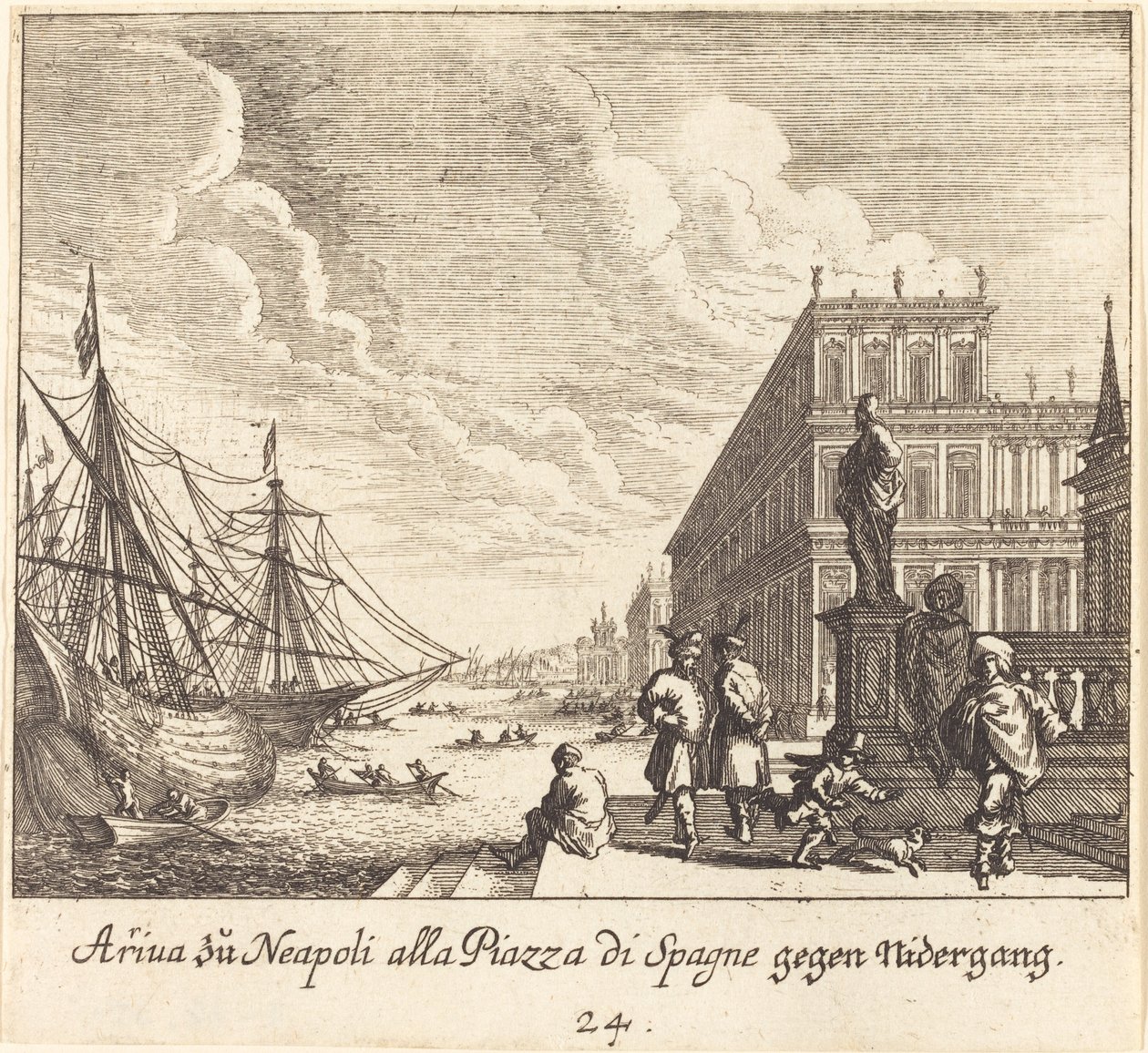 Palazzo di Spagna, Naples by Melchior Küsel after Johann Wilhelm Baur