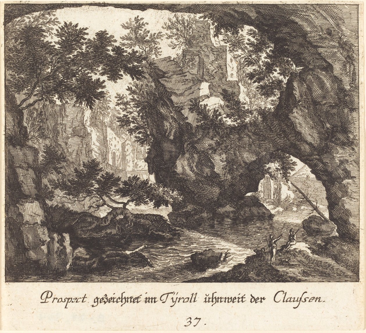 Tyrolean Landscape by Melchior Küsel after Johann Wilhelm Baur