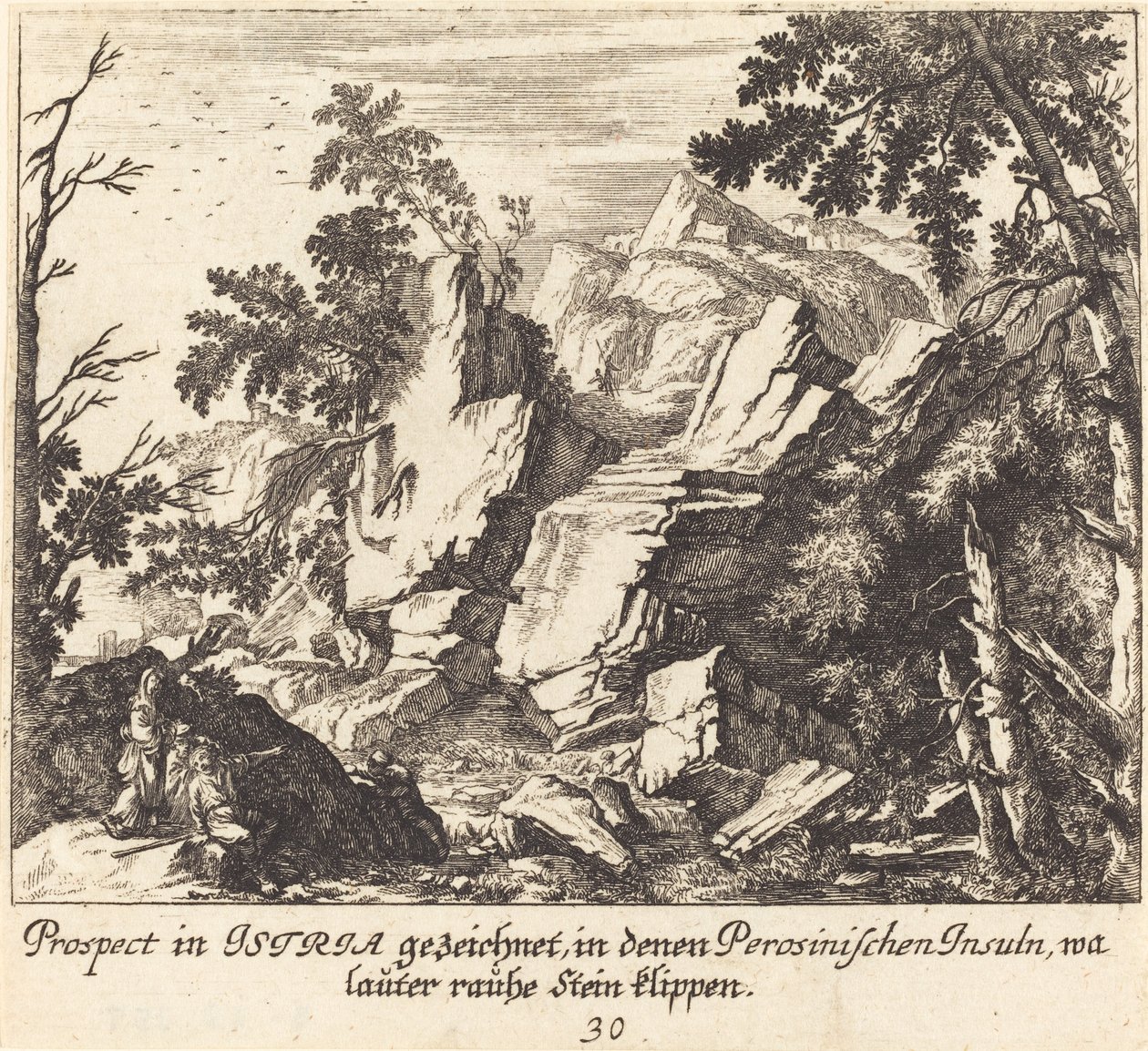 View in Istria by Melchior Küsel after Johann Wilhelm Baur