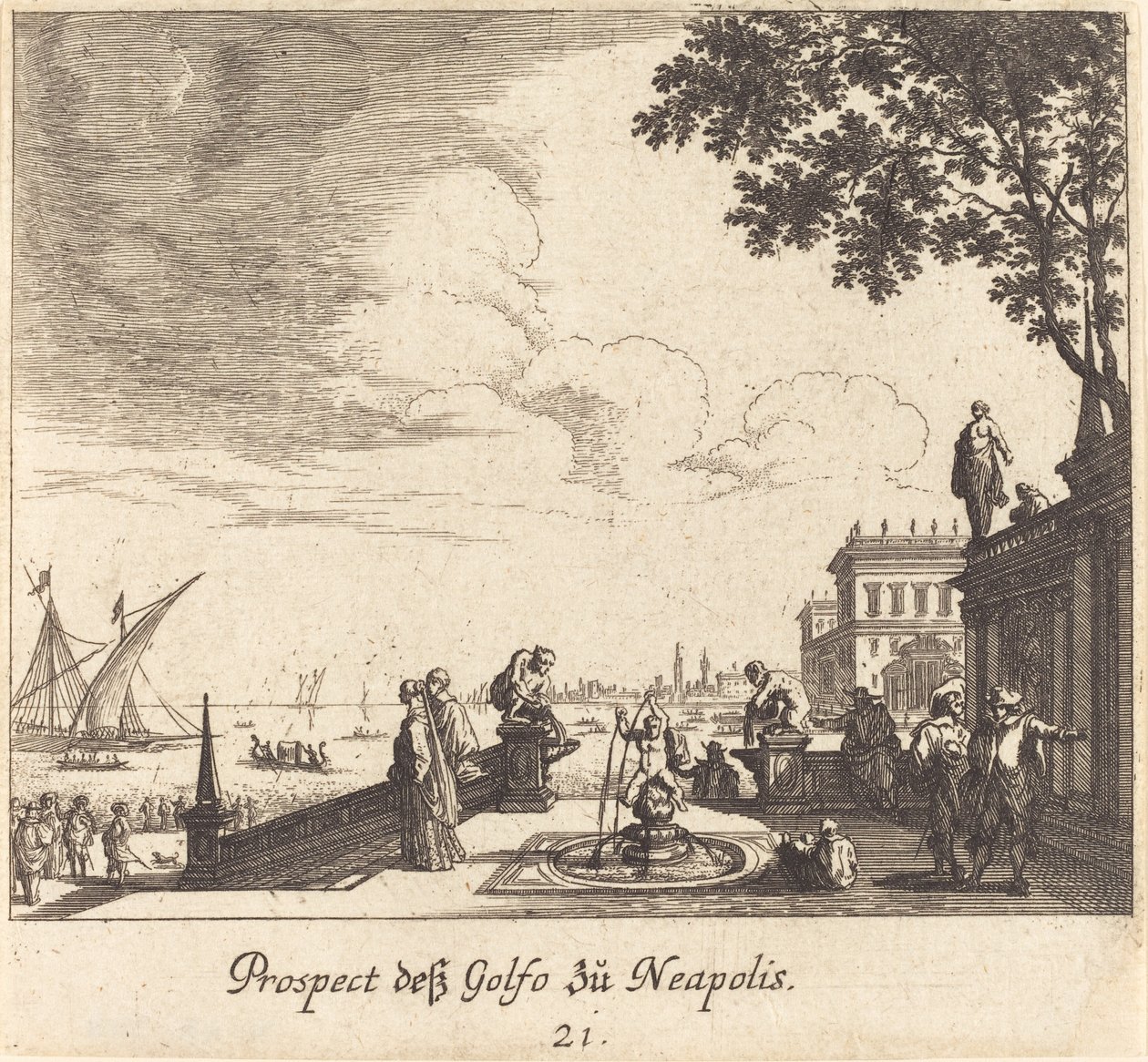 View of Gulf of Naples by Melchior Küsel after Johann Wilhelm Baur