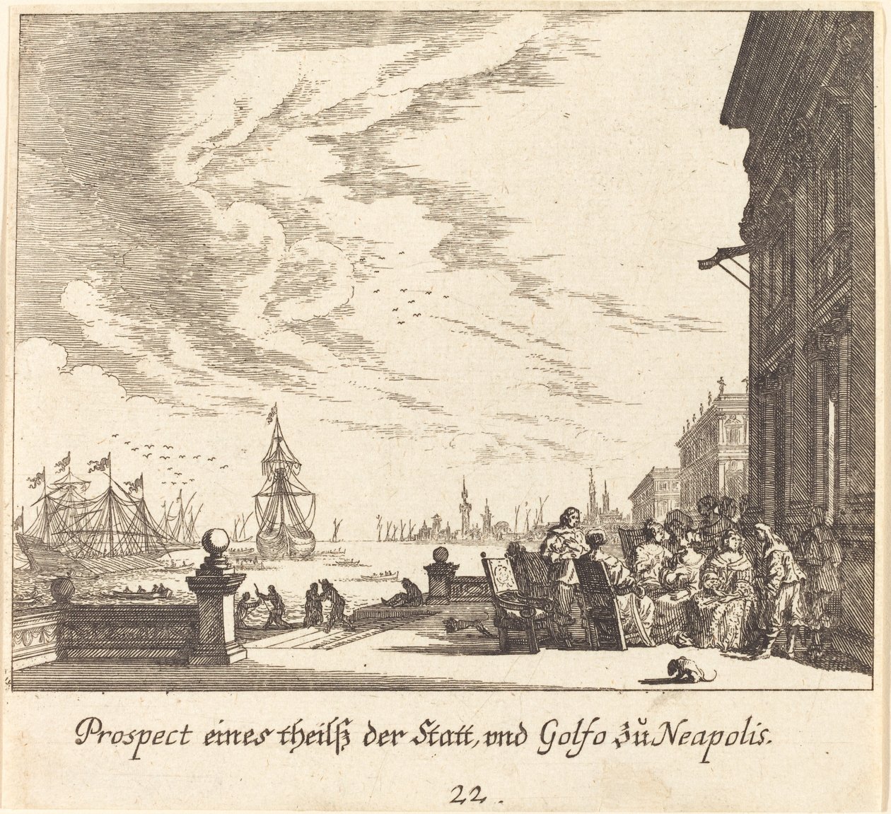 View of Gulf of Naples by Melchior Küsel after Johann Wilhelm Baur