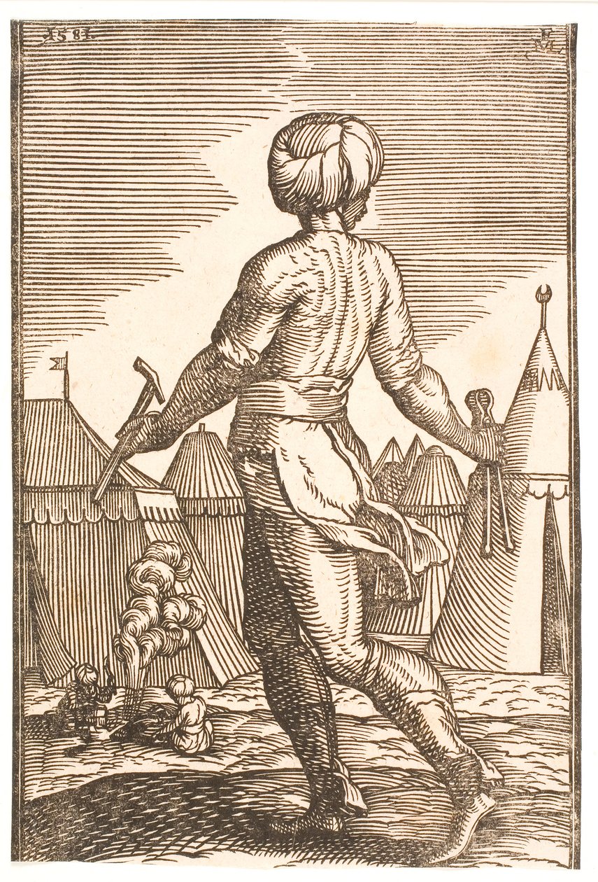 A Blacksmith Seen from Behind in a Camp by Melchior Lorck