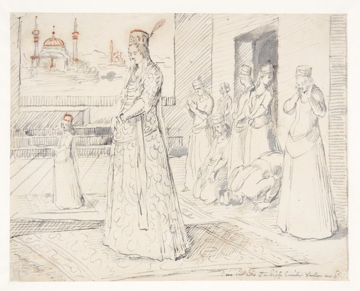 A Group of Turkish Women at Prayer by Melchior Lorck