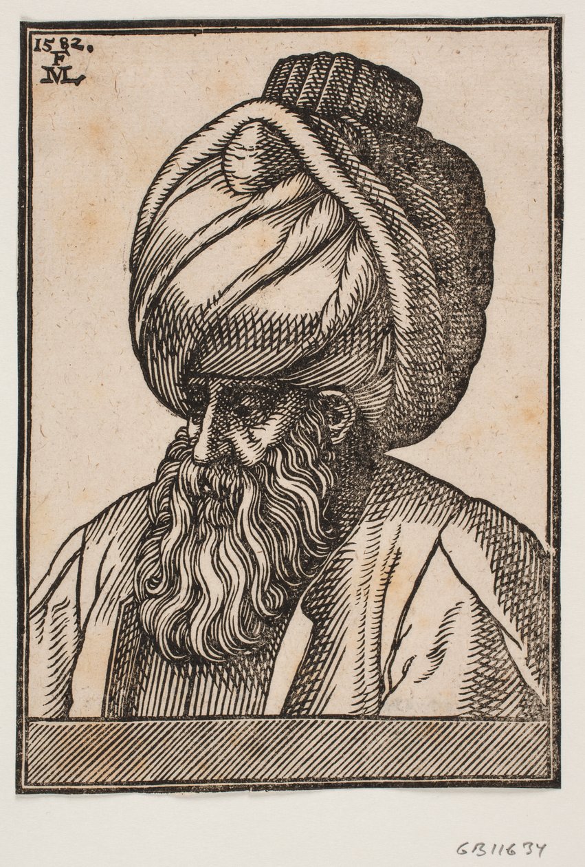 Bust of Full-bearded Man Wearing a Turban, 3/4 Profile Towards the Left by Melchior Lorck