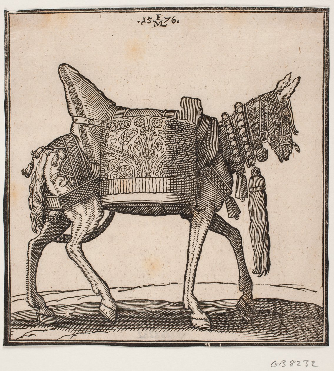 A Magnificently Equipped Mule, Profile to the Right by Melchior Lorck