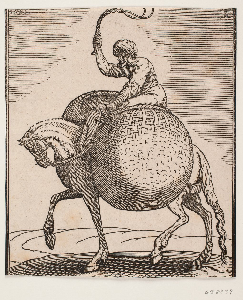 Horse with Rider and Two Spherical Baskets for Transporting Vegetables by Melchior Lorck