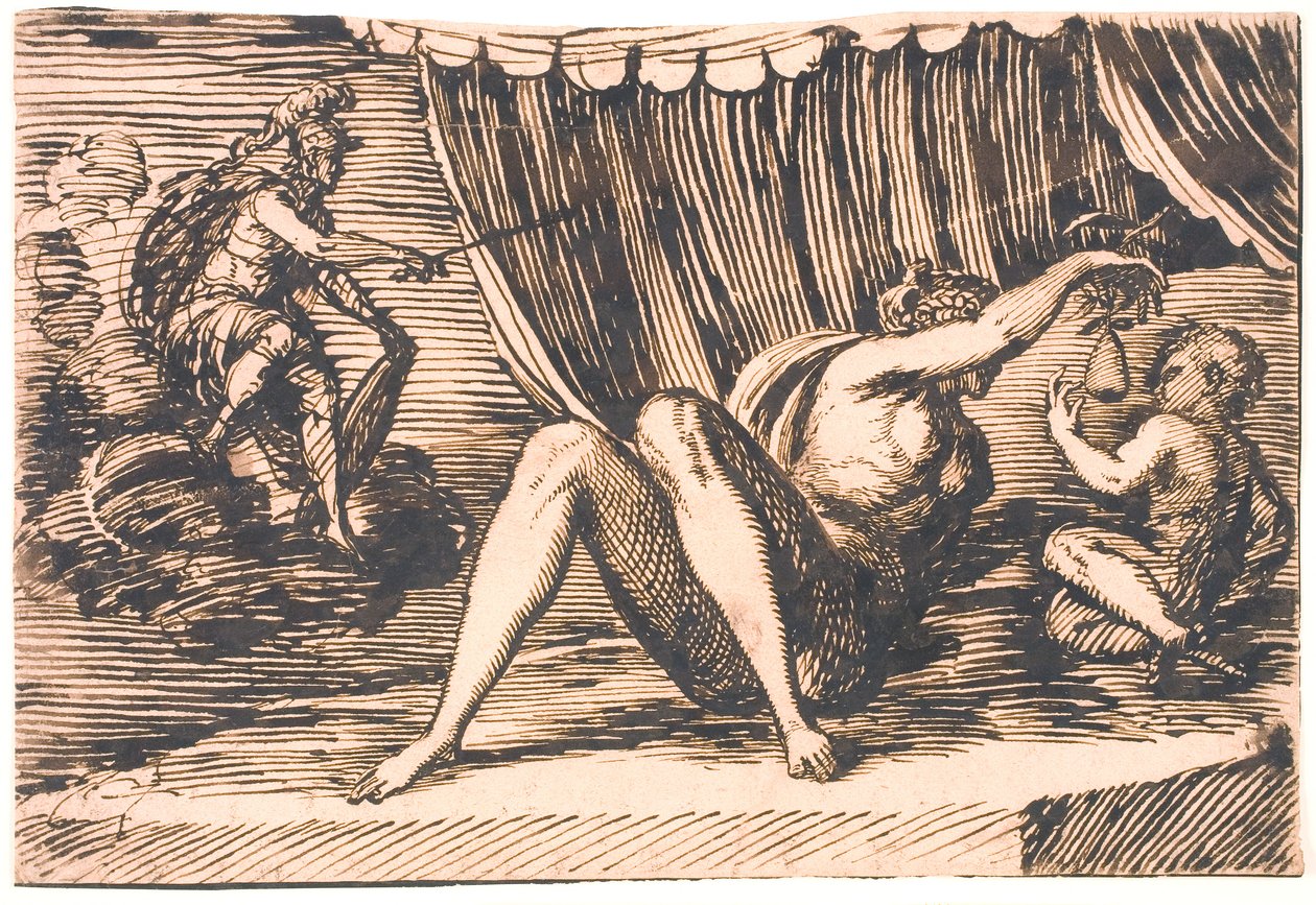 Mars, Venus Holding a Pear, and a Child by Melchior Lorck