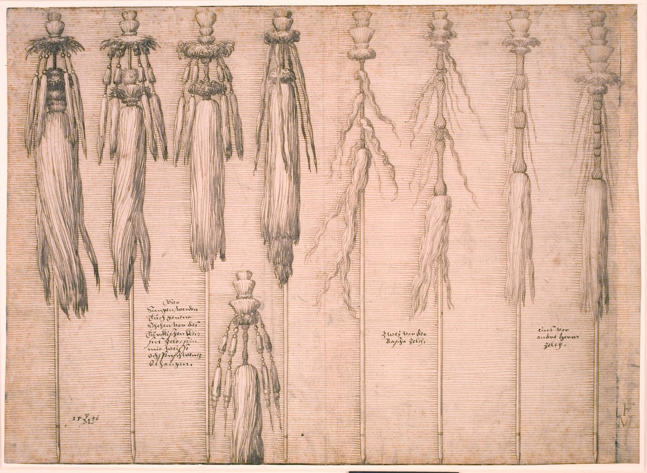 Nine Oxtails Mounted as Standards by Melchior Lorck