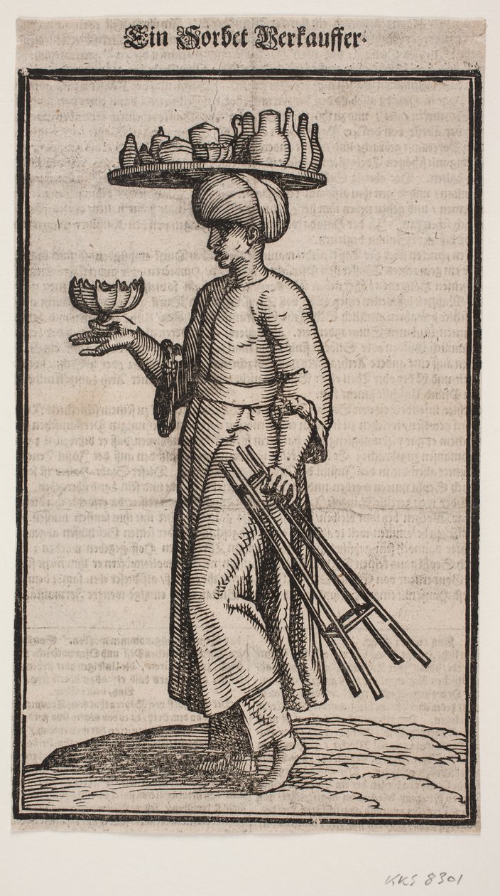 Peddler of Refreshing Beverages, Walking Toward the Left Side by Melchior Lorck