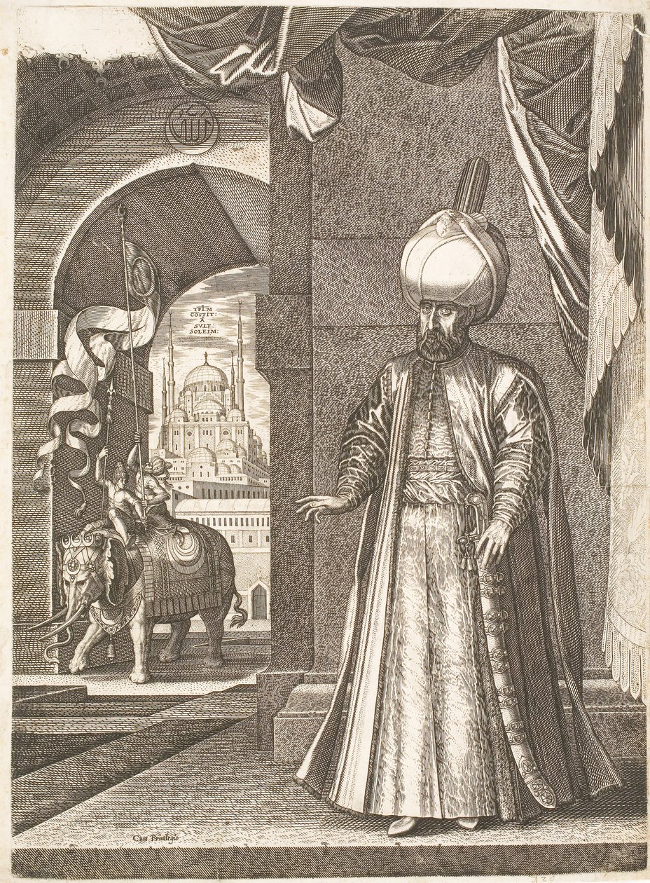 Portrait of Sultan Suleiman the Magnificent (standing) by Melchior Lorck