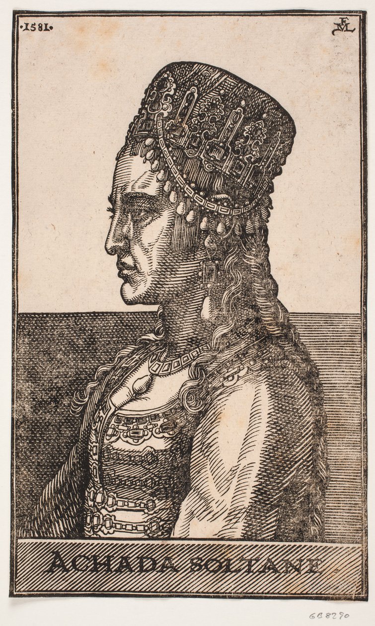 Portrait of a Sultaness, Profile to the Left: ACHADA SOLTANE by Melchior Lorck