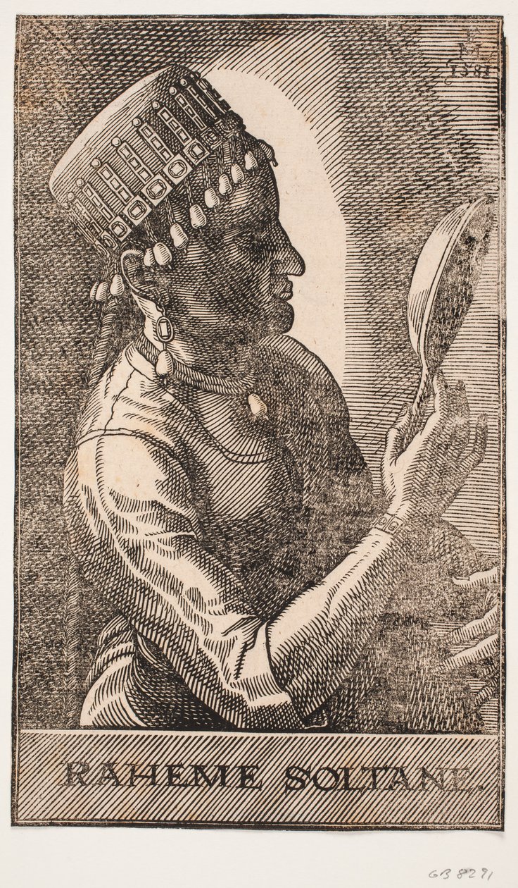 Portrait of a Sultaness, Reflecting, Profile to the Right: RAHEME SOLTANE by Melchior Lorck