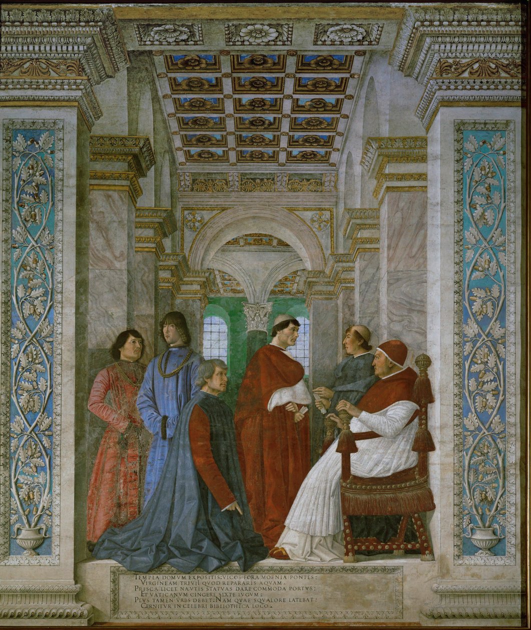 Pope Sixtus IV Rovere and Bartolommeo Platina by Melozzo da Forli