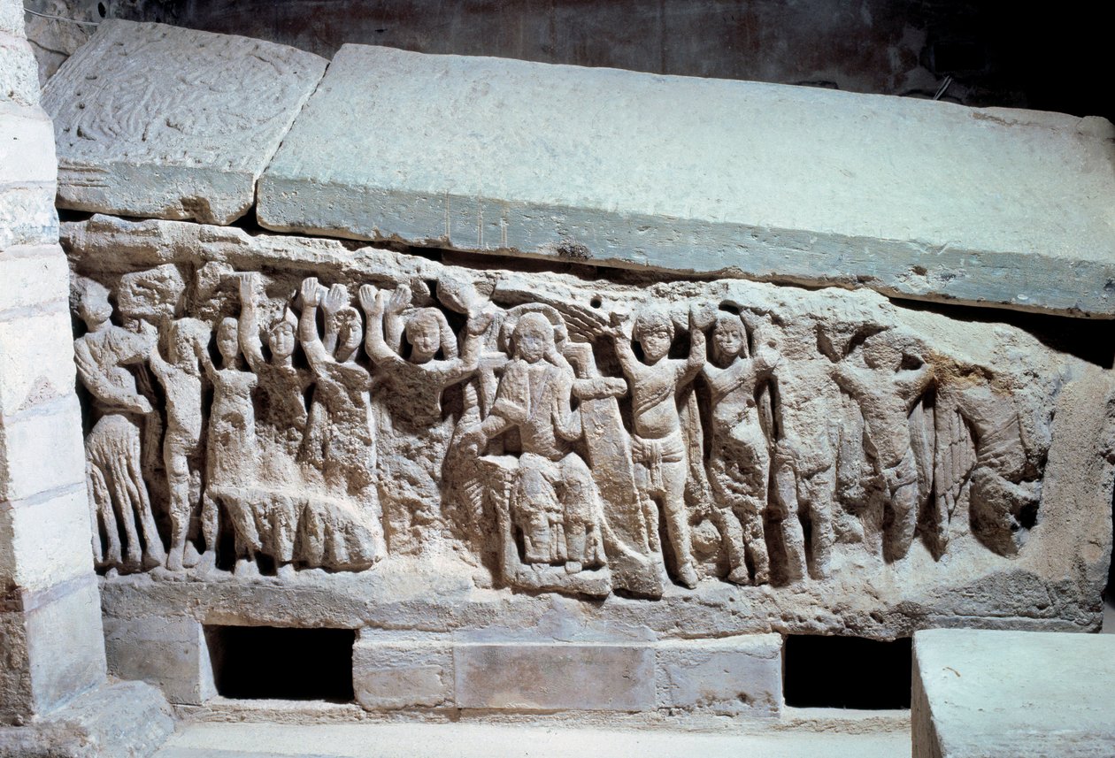 Merovingian Art: Bas Reliefs of the Tomb of Agilbert by Merovingian