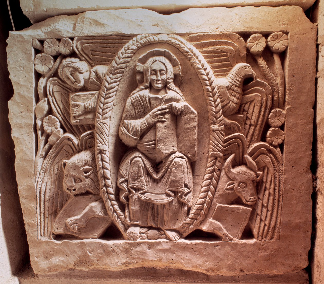 Merovingian Art: The Tetramorphous Christ, Lower Relief of the Tomb of Agilbert by Merovingian