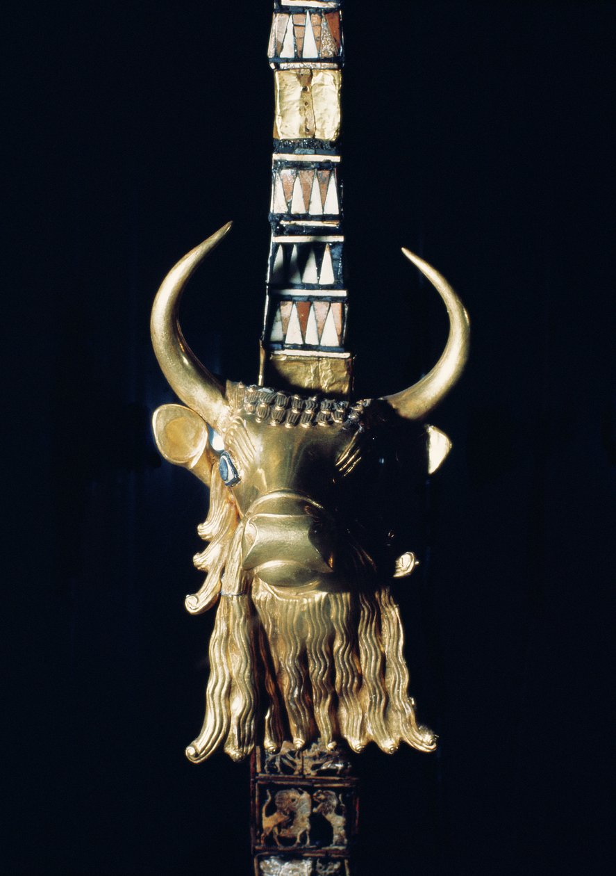 Head of a Bull, Decoration from a Harp, 2800-2300 BC by Mesopotamian