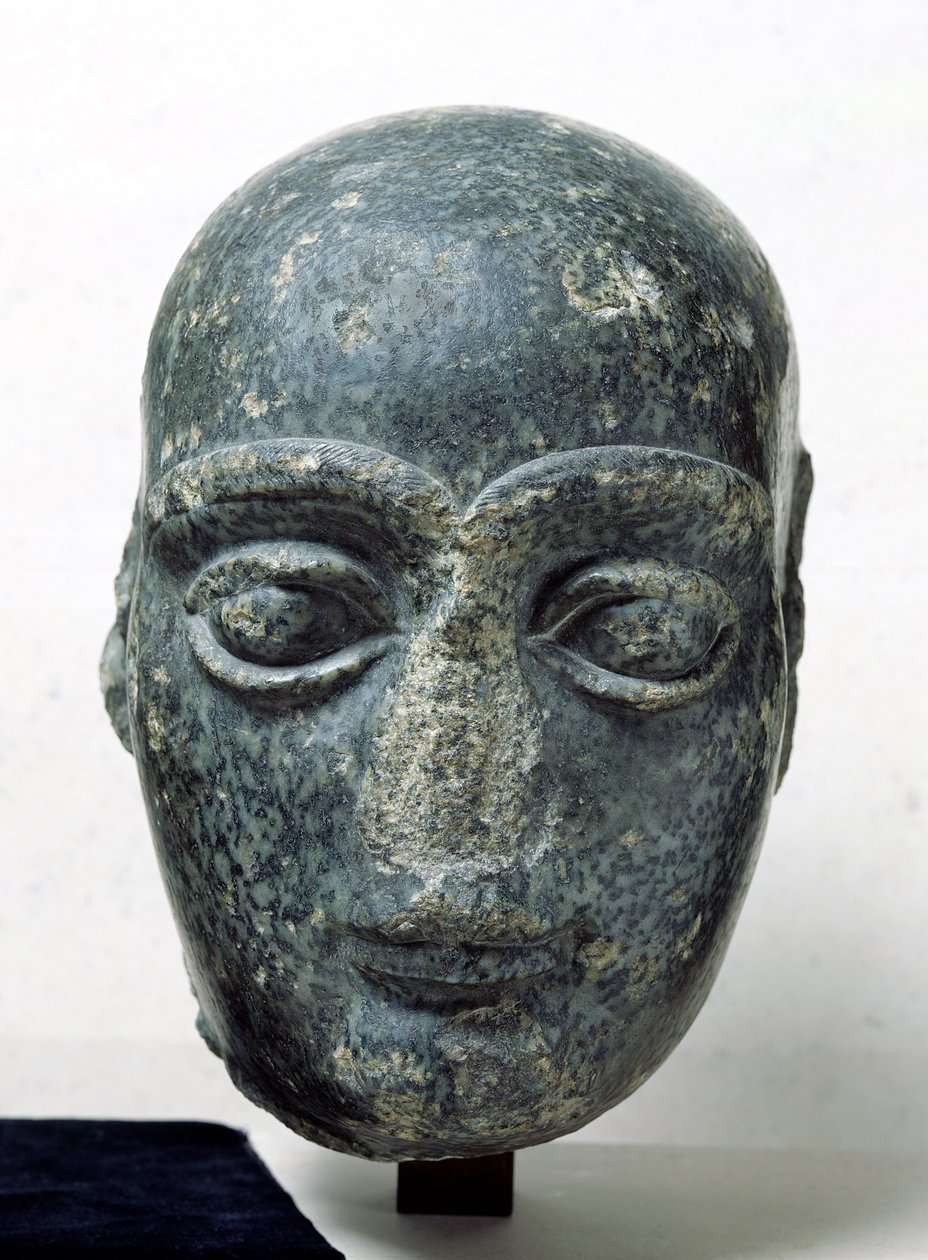 Head of a man, known as Gudea with a shaved head, from Telloh (Ancient Girsu) Neo-Sumerian, c.2120 BC by Mesopotamian