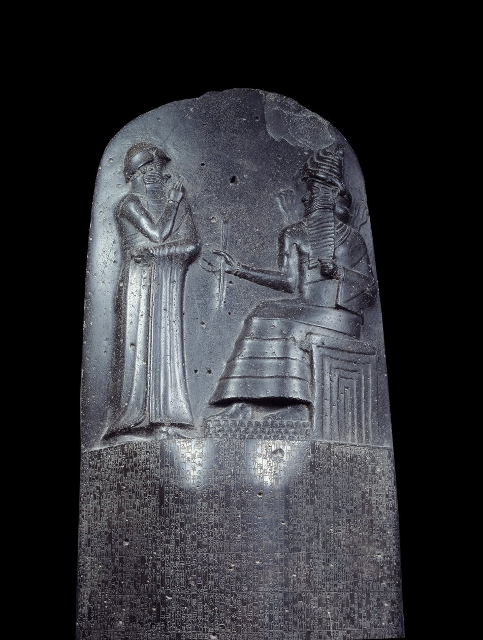 Stele in diorite of the Code of Laws of Hammurabi by Mesopotamian