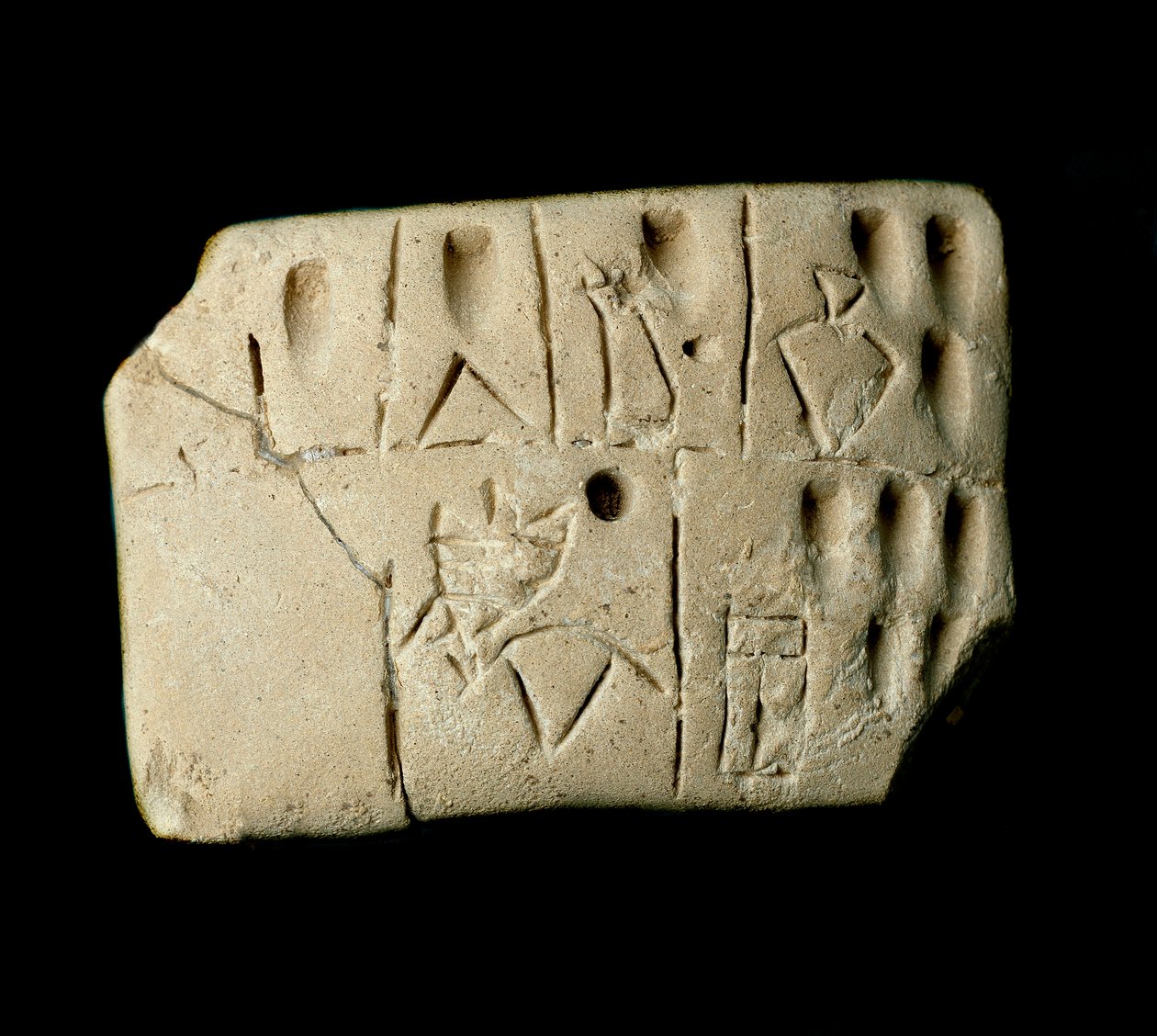 Mesopotamian Tablet of Clay Accounts in Cuneiform Writing (3200 BC) by Mesopotamian School