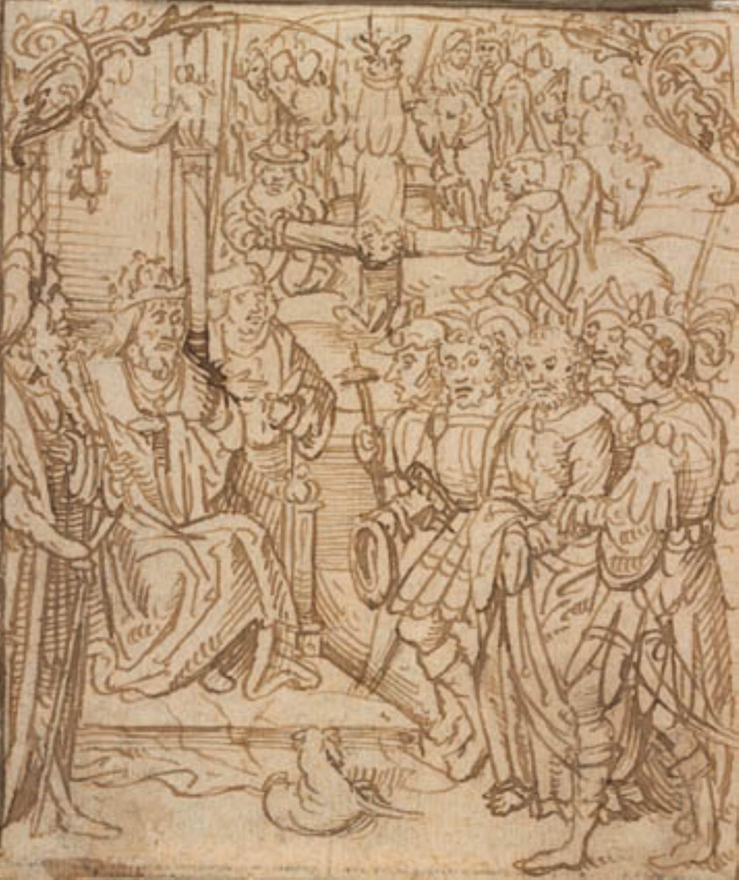 St Peter Before the Emperor Nero, and the Crucifixion of St Peter by Mesteren for Aachen alteret