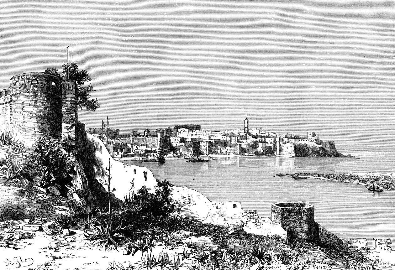 Rabat and the Mouth of the Bu-Regrag River, Morocco by Meunier