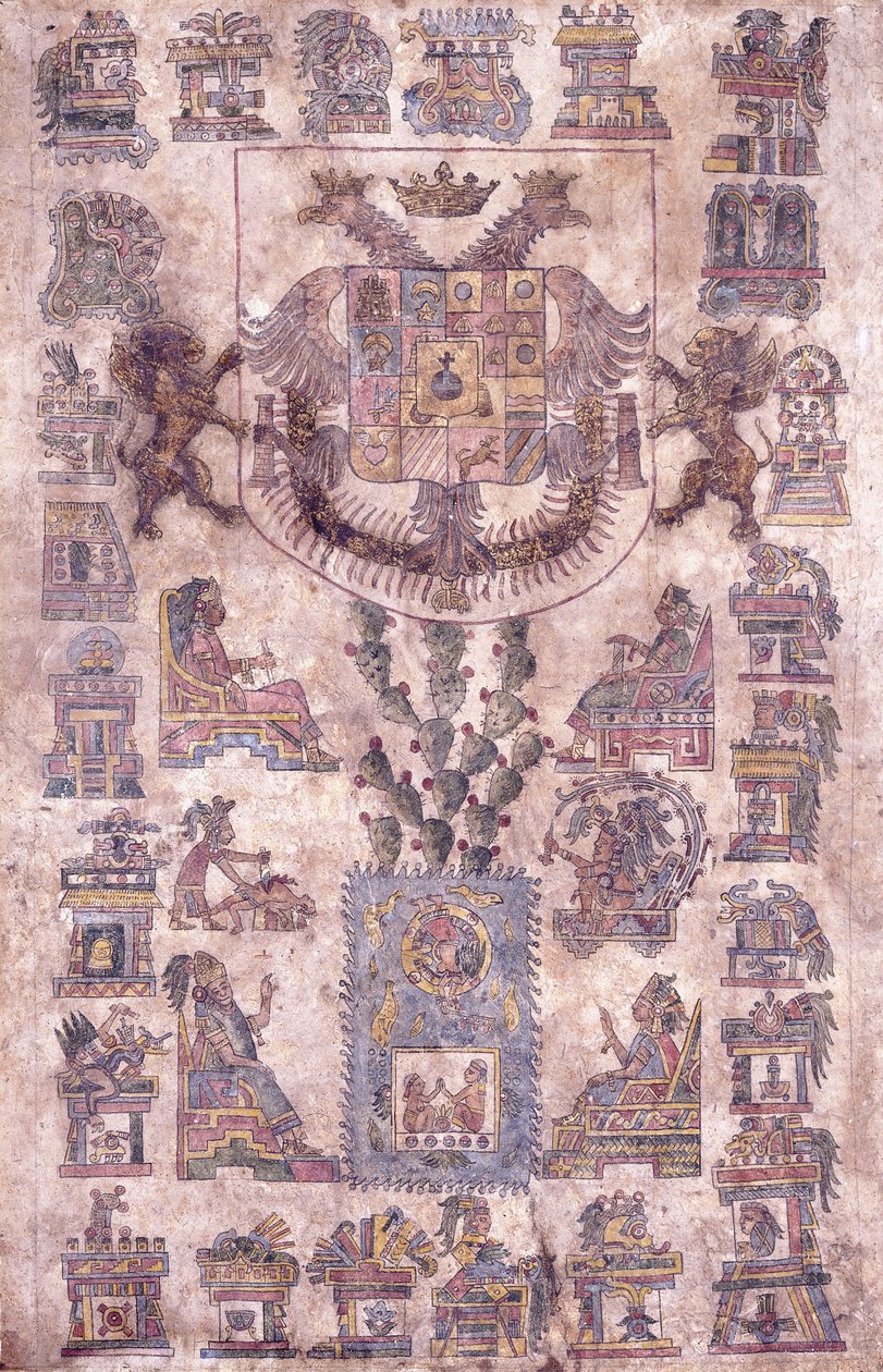 An Illuminated Document from Mexico, Showing the Coat of Arms of the Viceroy Sotomayor by Mexican School